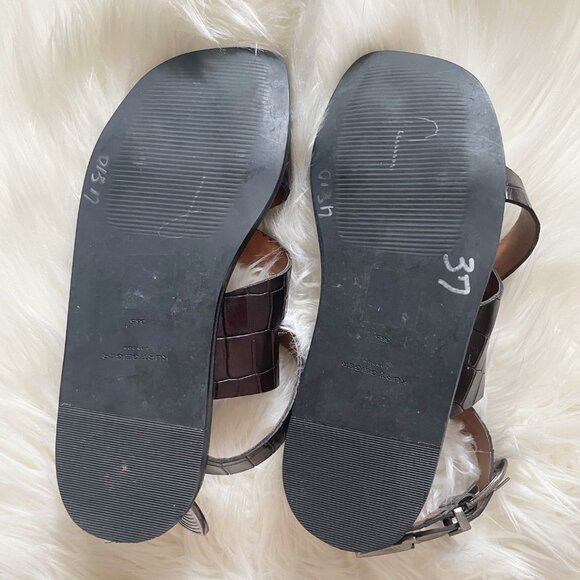 Kurt Geiger Black Brown Mia Silver Western Hardware Leather Strappy Sandals - Picture 5 of 6